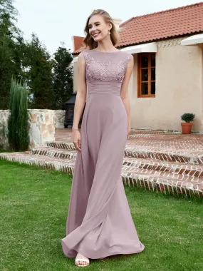Chiffon And Lace Floor-length A-line Dress Dusk Plus Size