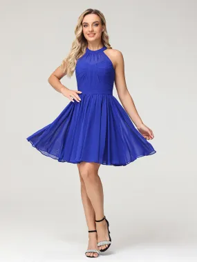 Chiffon Halter Short Bridesmaid Dresses Clearance