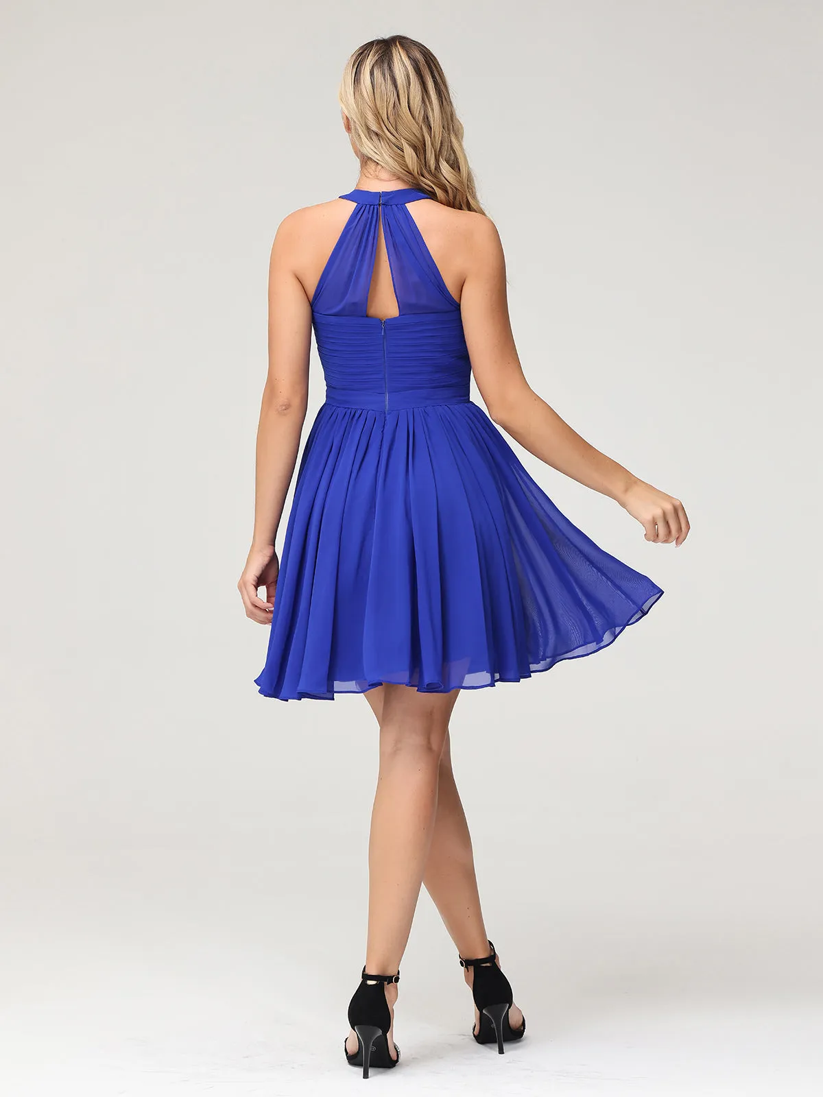 Chiffon Halter Short Bridesmaid Dresses Clearance