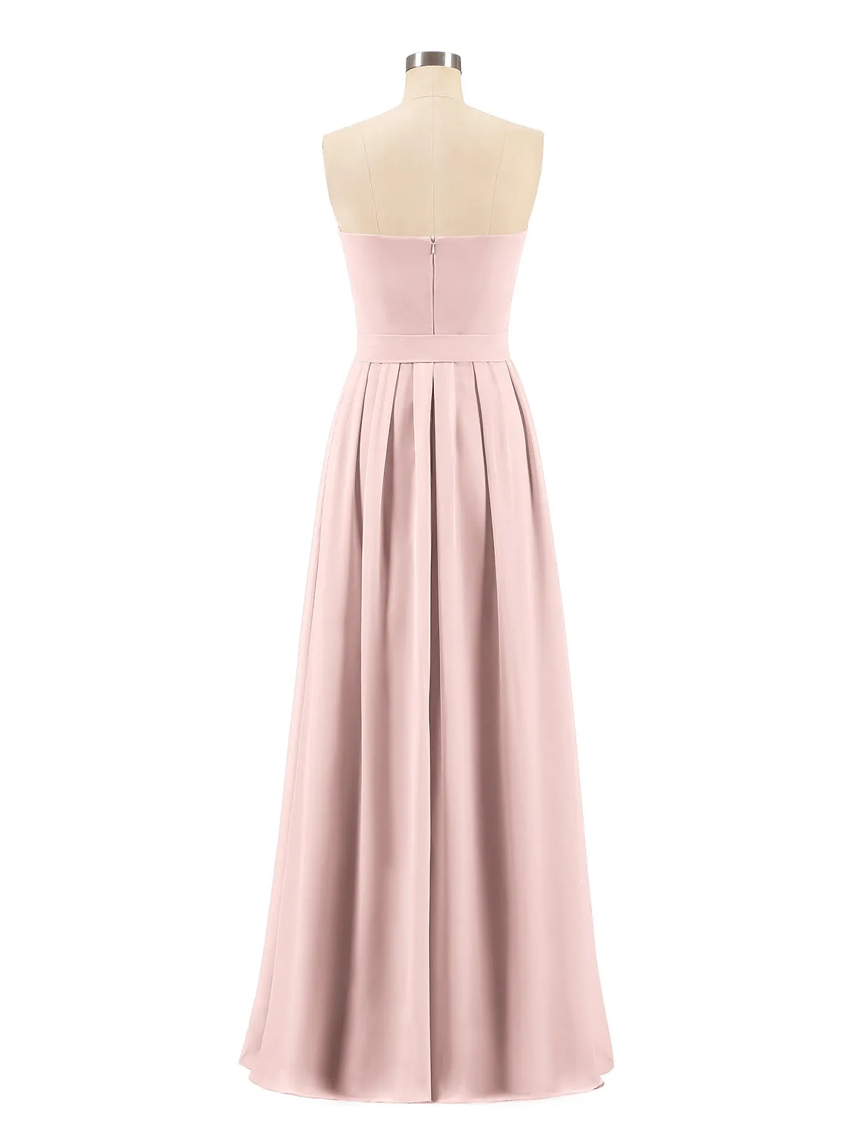 Chiffon Strapless Bridesmaid Gown with Sash-Dusty Rose Plus Size