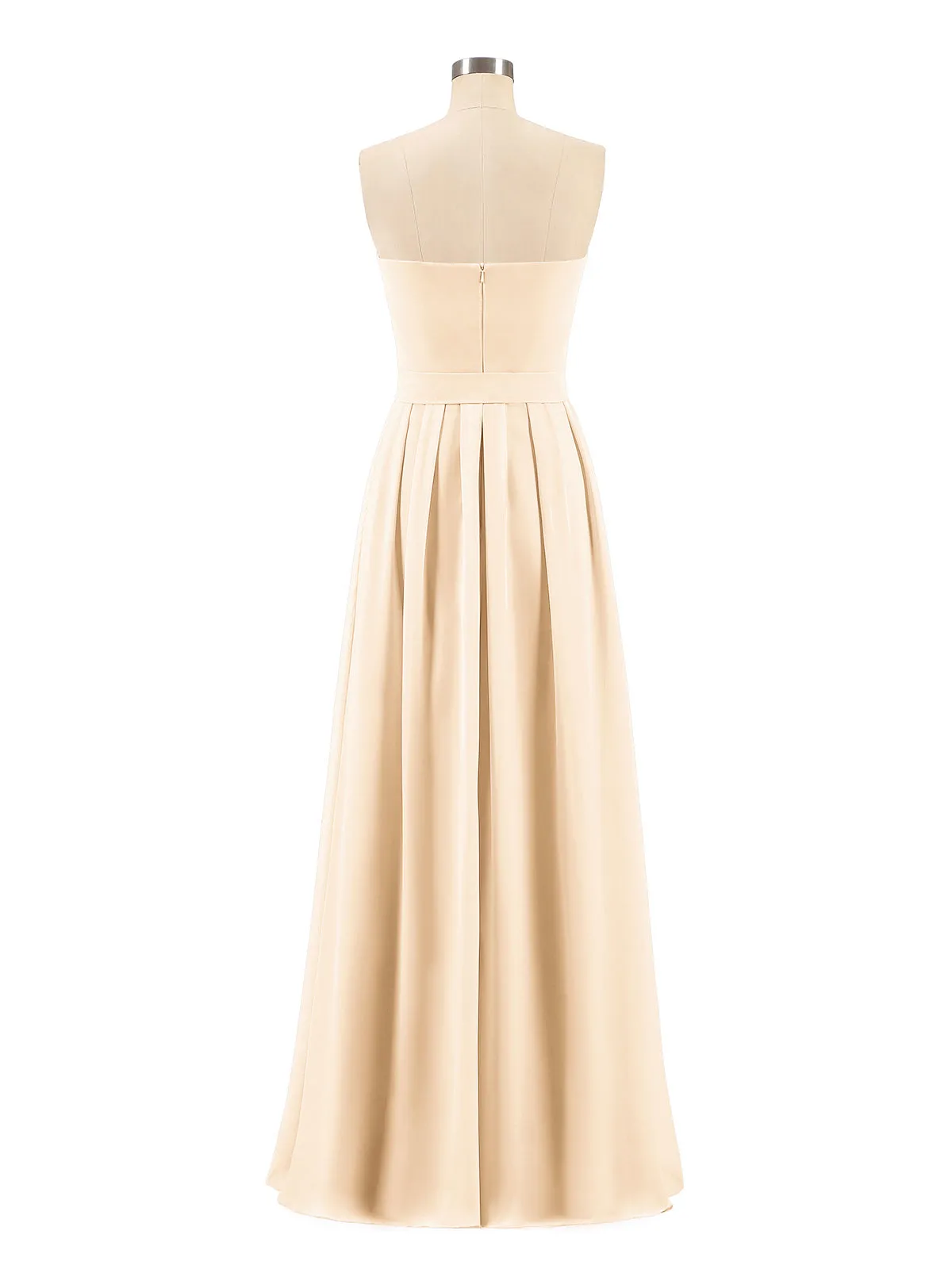 Chiffon Strapless Bridesmaid Gown with Sash-Peach