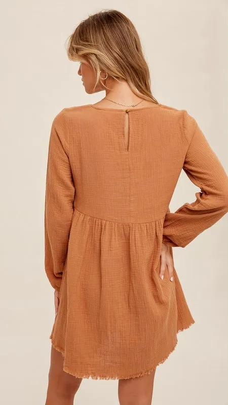 Cotton Gauze Studded Babydoll Dress