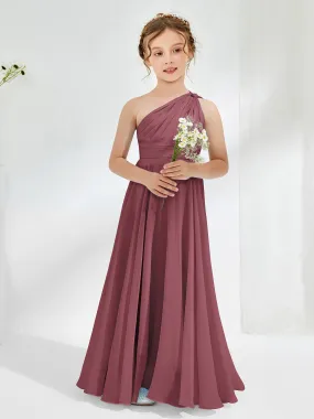 Cute One Shoulder  A-line Junior Bridesmaid Dresses Mulberry