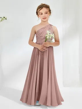 Cute One Shoulder  A-line Junior Bridesmaid Dresses Vintage Mauve