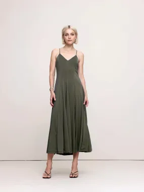 Drapey Jersey Godet Maxi Dress