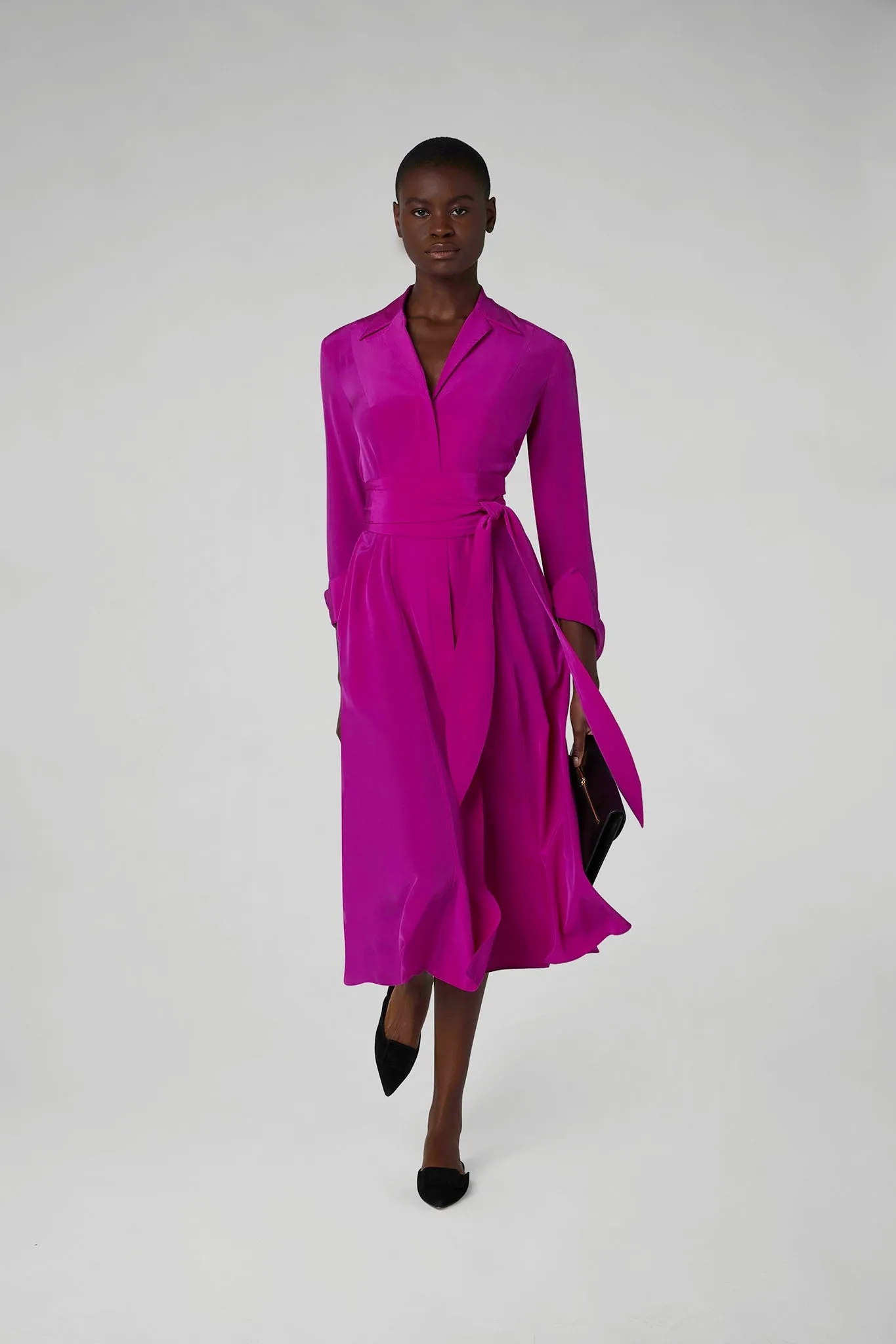 Eliza Silk V Neck Dress