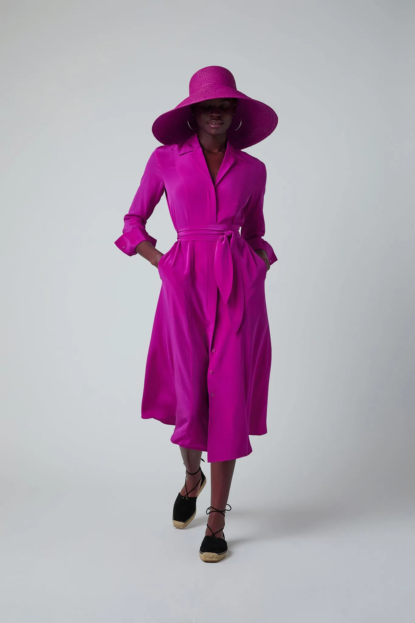 Eliza Silk V Neck Dress