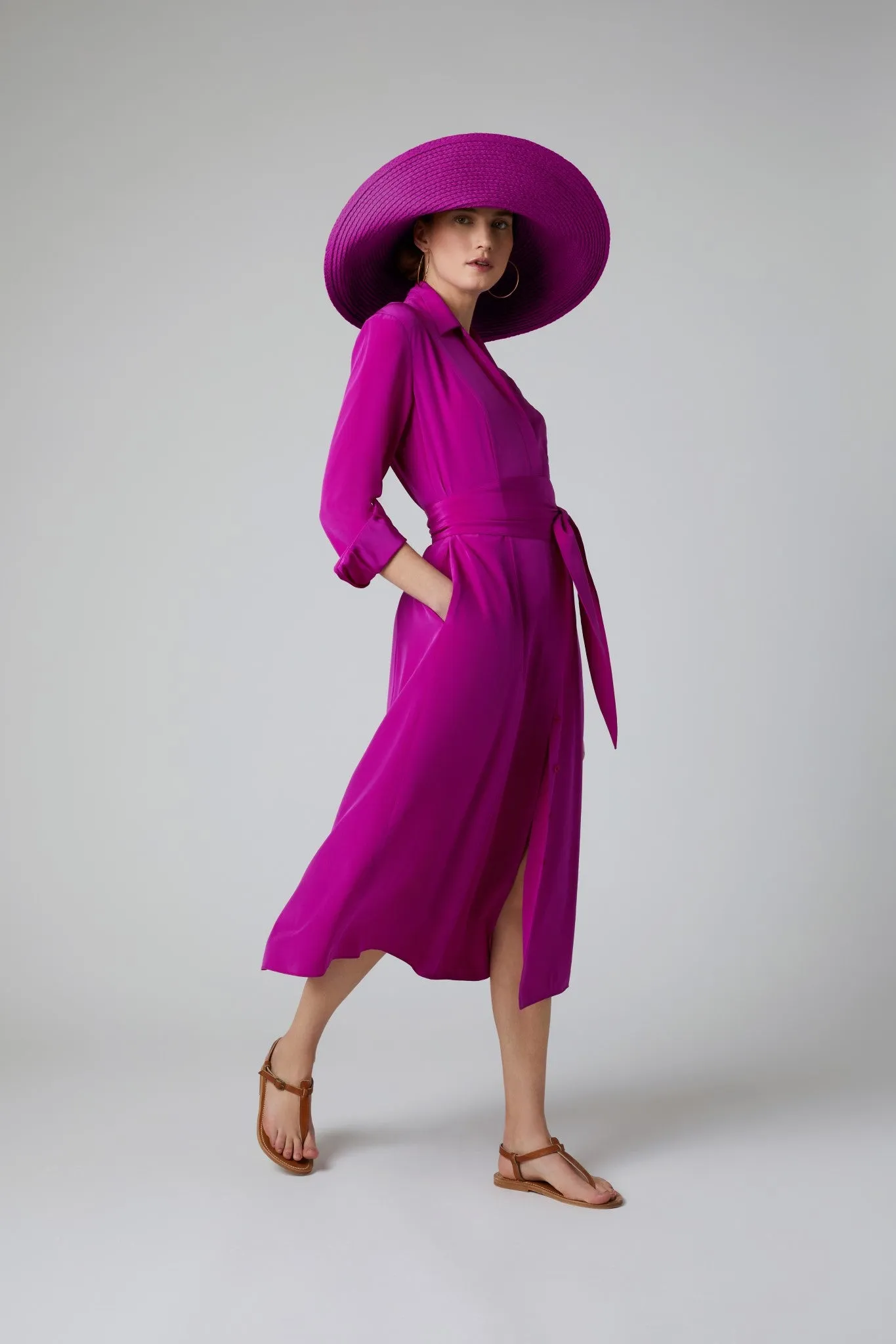 Eliza Silk V Neck Dress