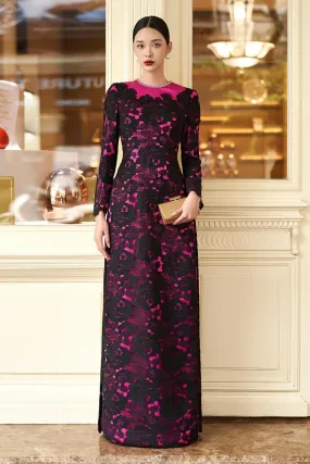 Empira Straight Stone Silk Lace Floor Length Ao Dai