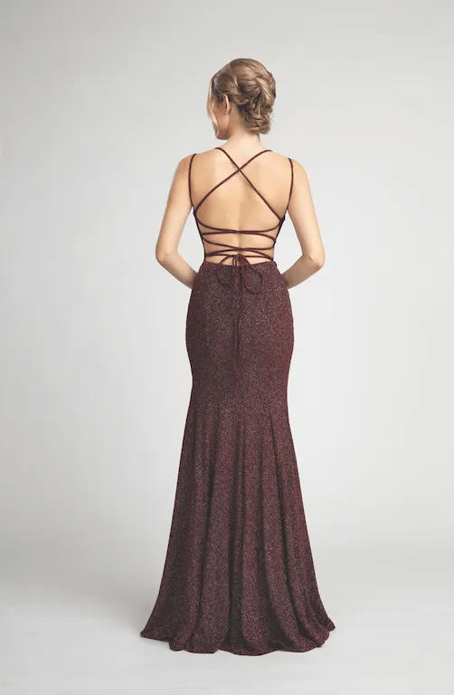 Fiesta 4225 Shimmering Sultry Fitted Leg Slit Dress