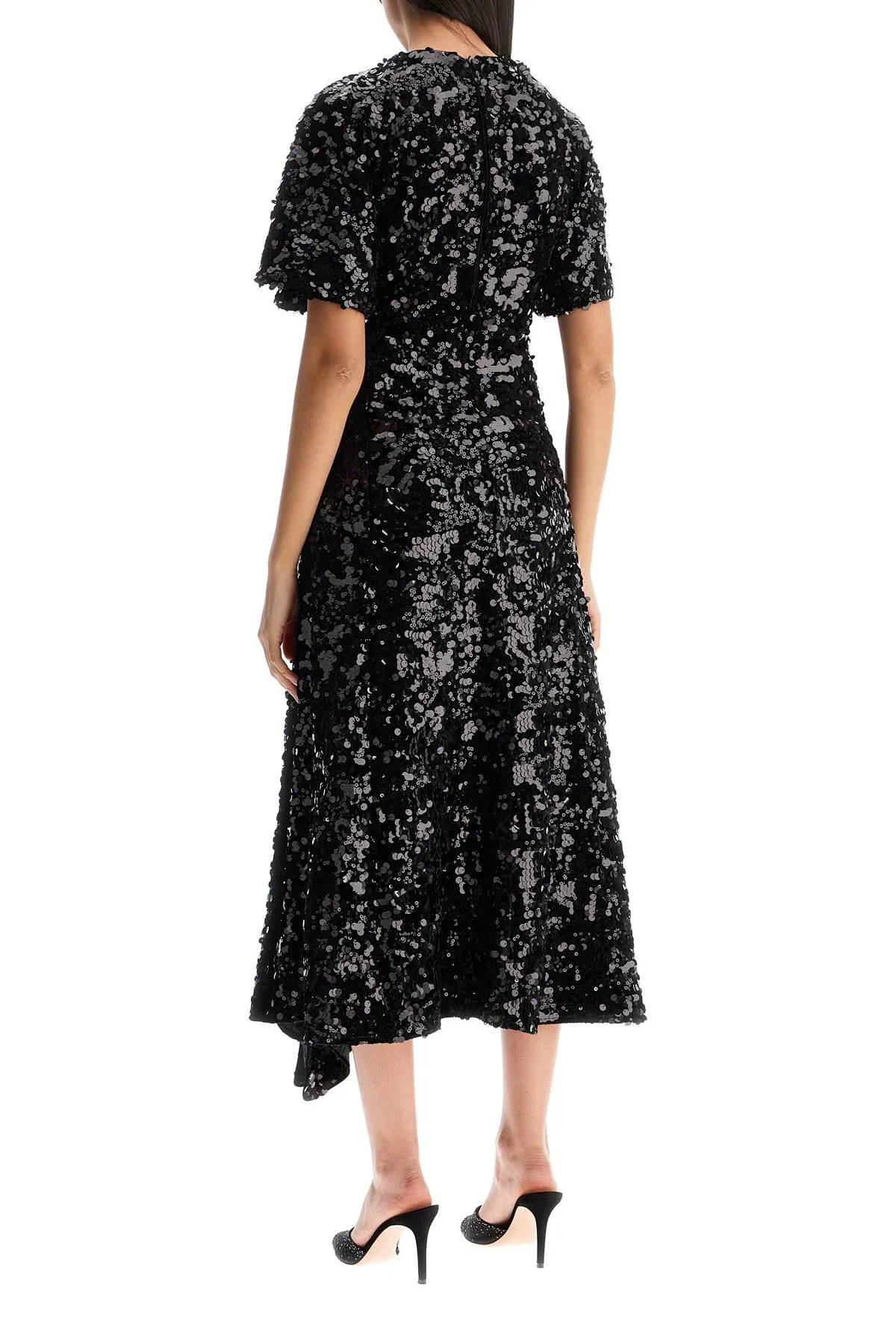Fitted Sequined Velvet Midi Dress