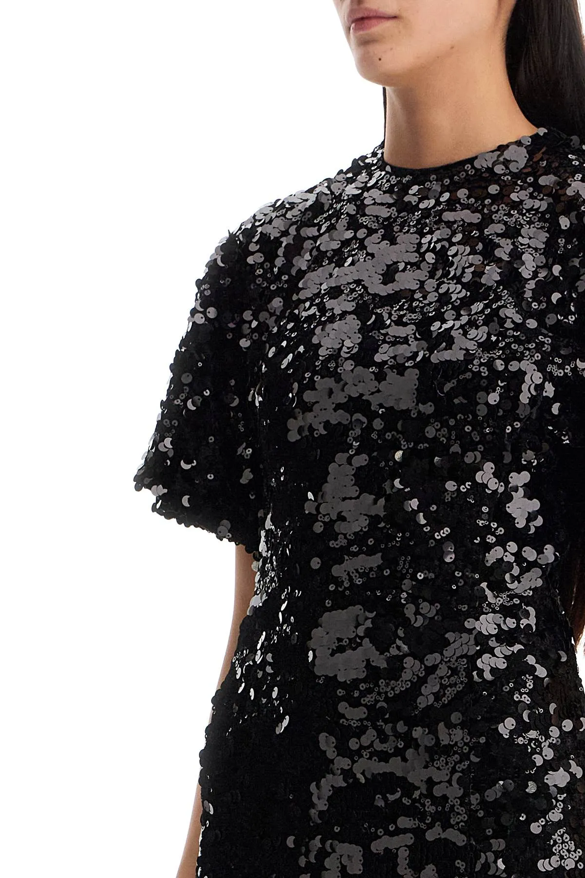 Fitted Sequined Velvet Midi Dress