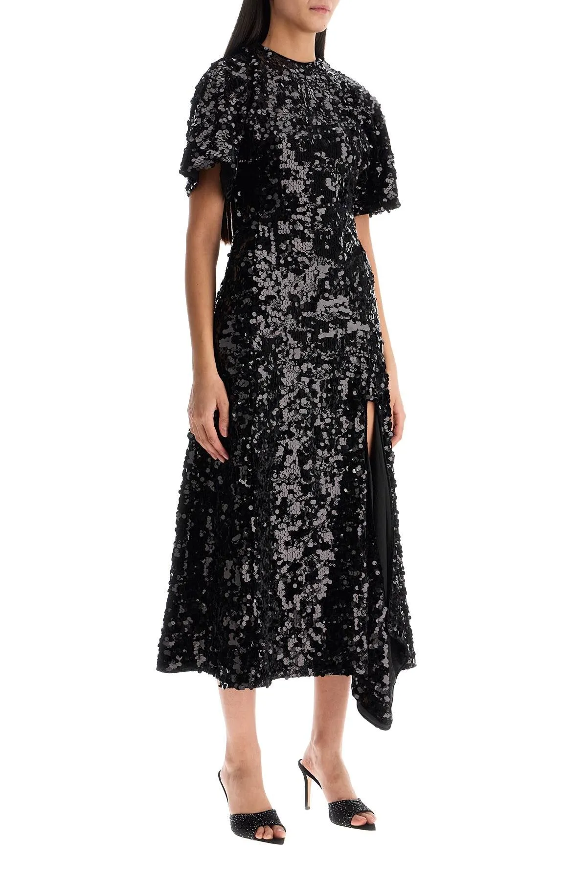 Fitted Sequined Velvet Midi Dress