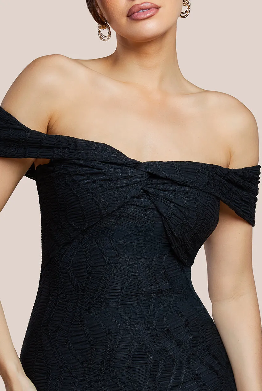 Front Knot Twist  Midi Dress - Black by Goddiva