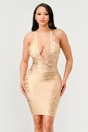 Gold Glamour Bandage  Dress
