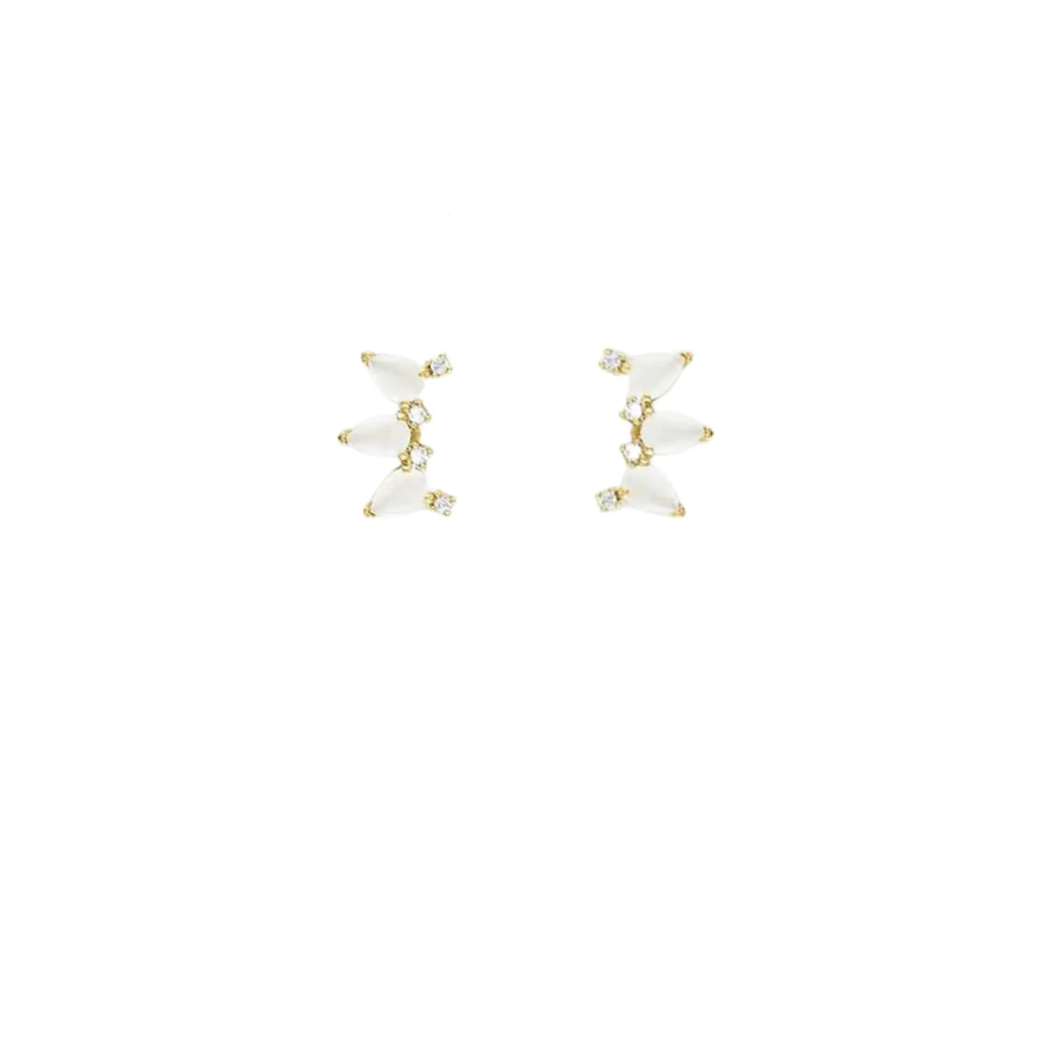 Gold Petal Climber Layers Earrings
