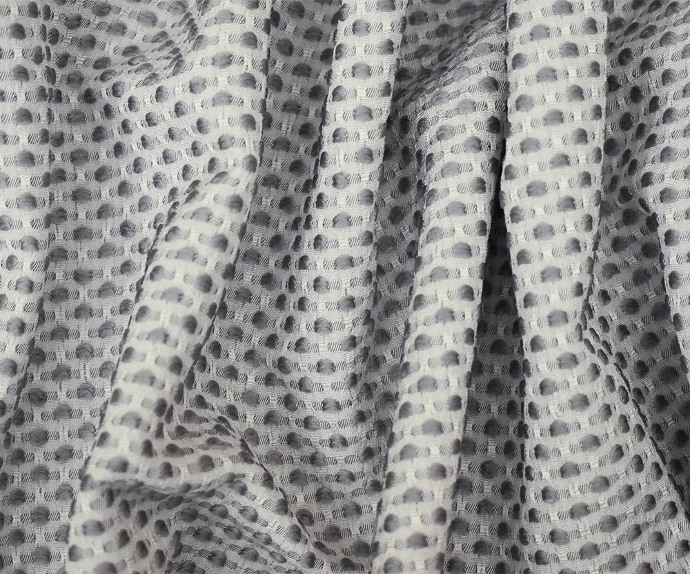 Gray-White Poly-Lycra Texture Dobby Jacquard Woven Fabric
