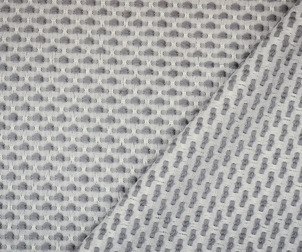 Gray-White Poly-Lycra Texture Dobby Jacquard Woven Fabric