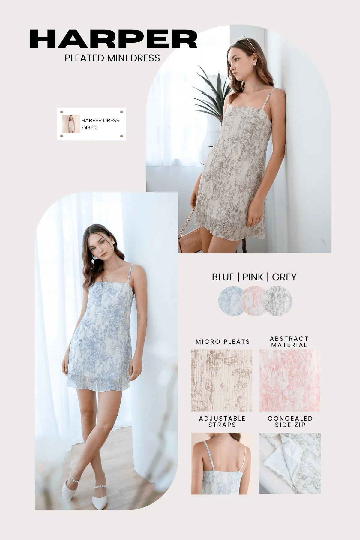 HARPER PLEATED MINI DRESS IN PINK