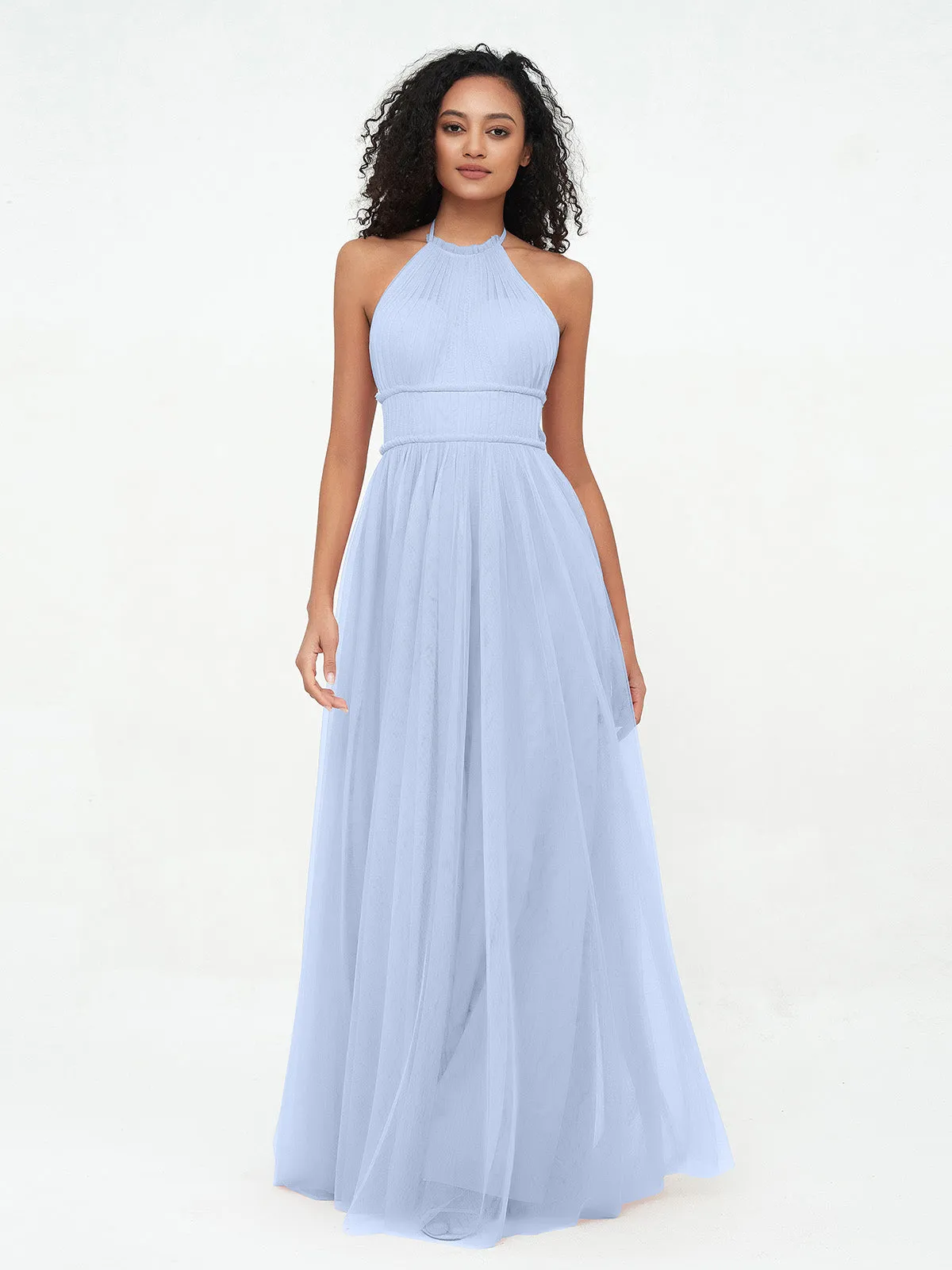Illusion Halter Tulle Maxi Boho Dresses Clearance