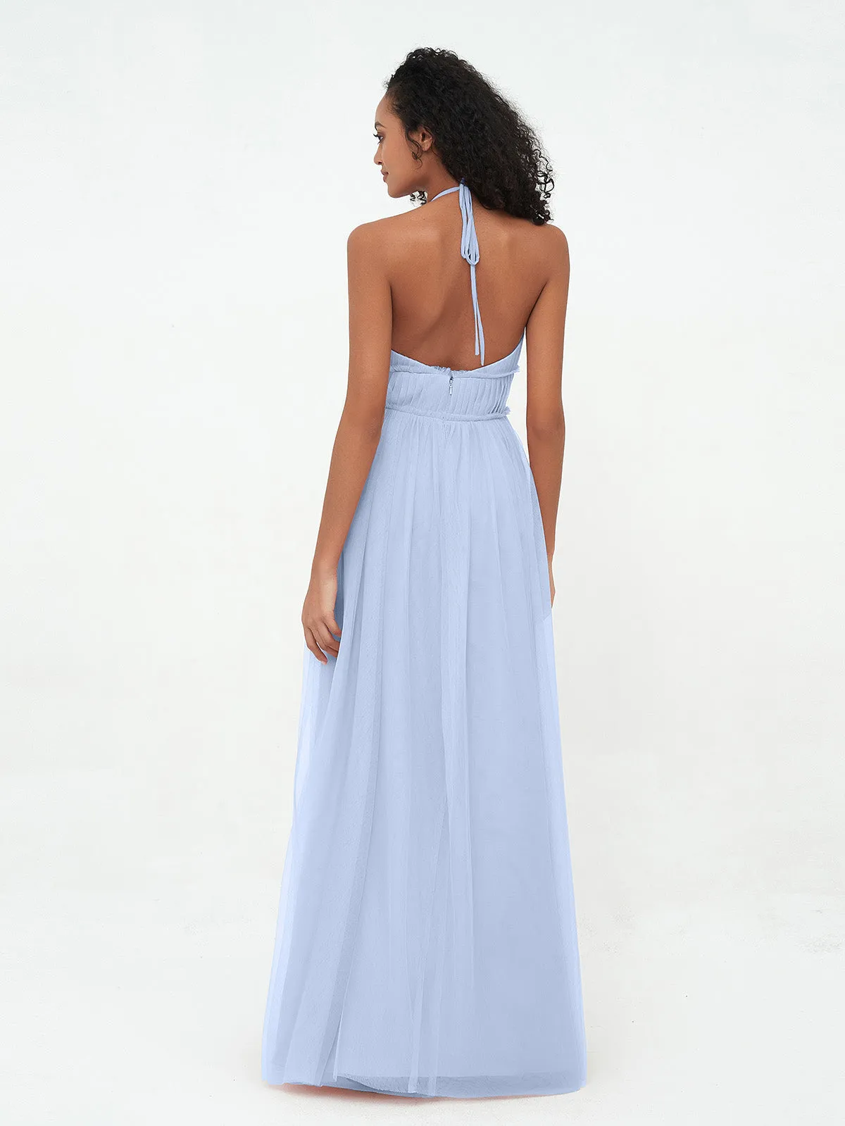 Illusion Halter Tulle Maxi Boho Dresses Clearance