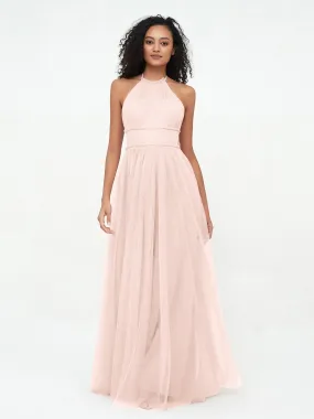 Illusion Halter Tulle Maxi Boho Dresses Clearance