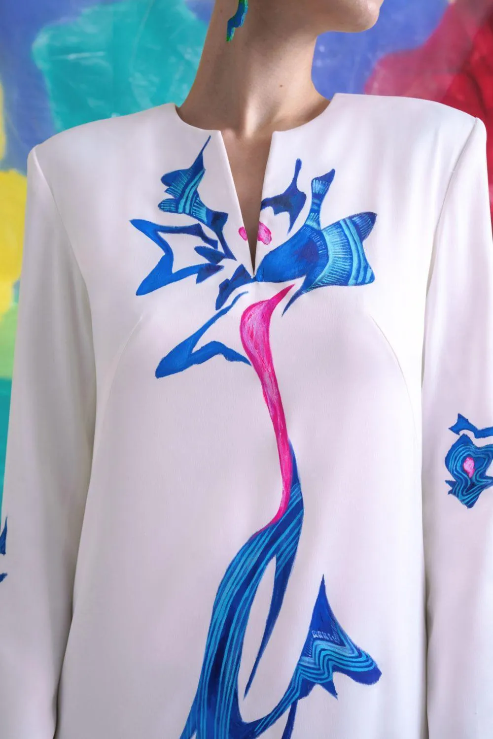 Isla Straight Long Sleeved Satin Floor Length Dress