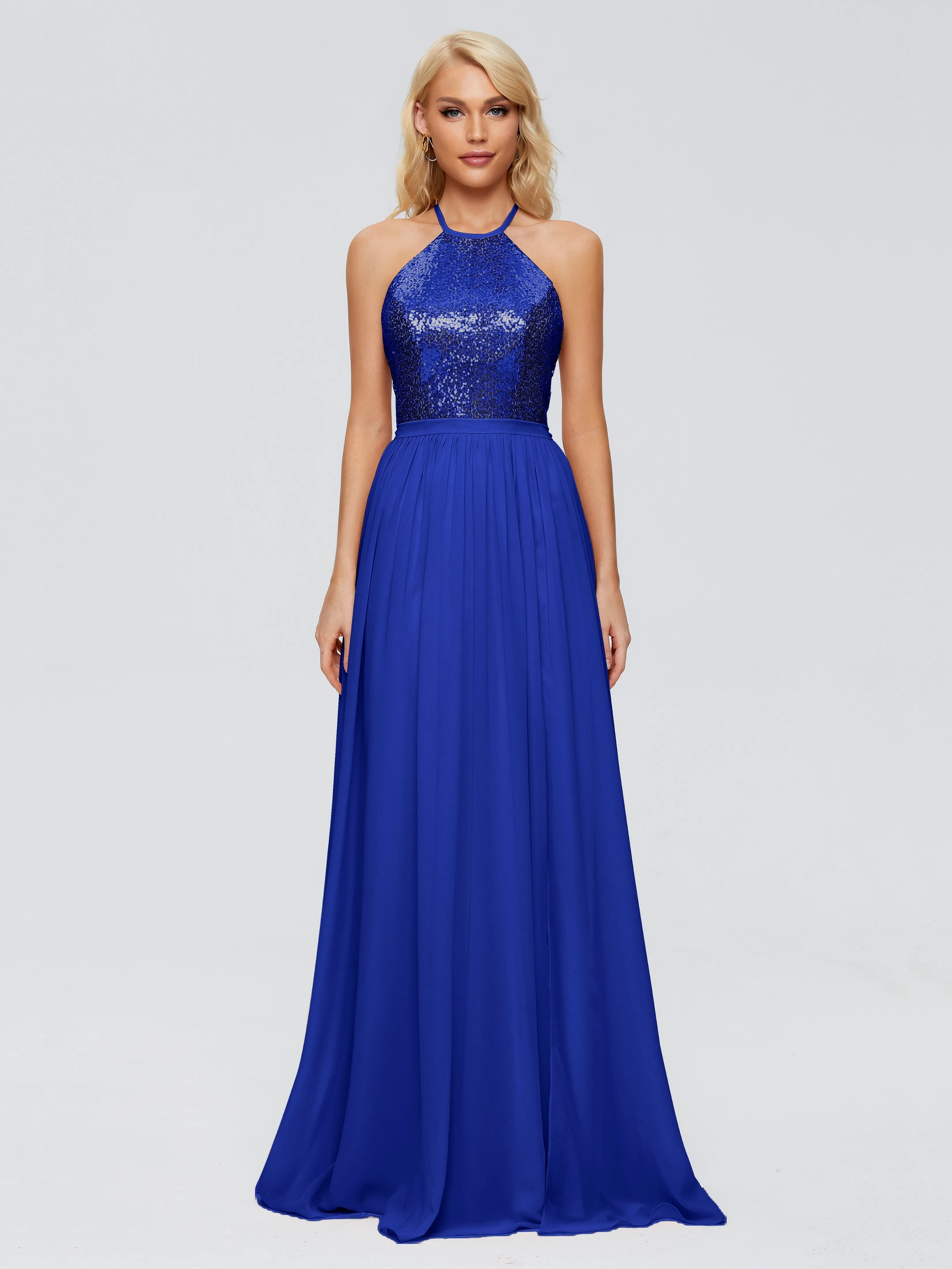 Jasmine A-line Halter Sequins Prom Dresses