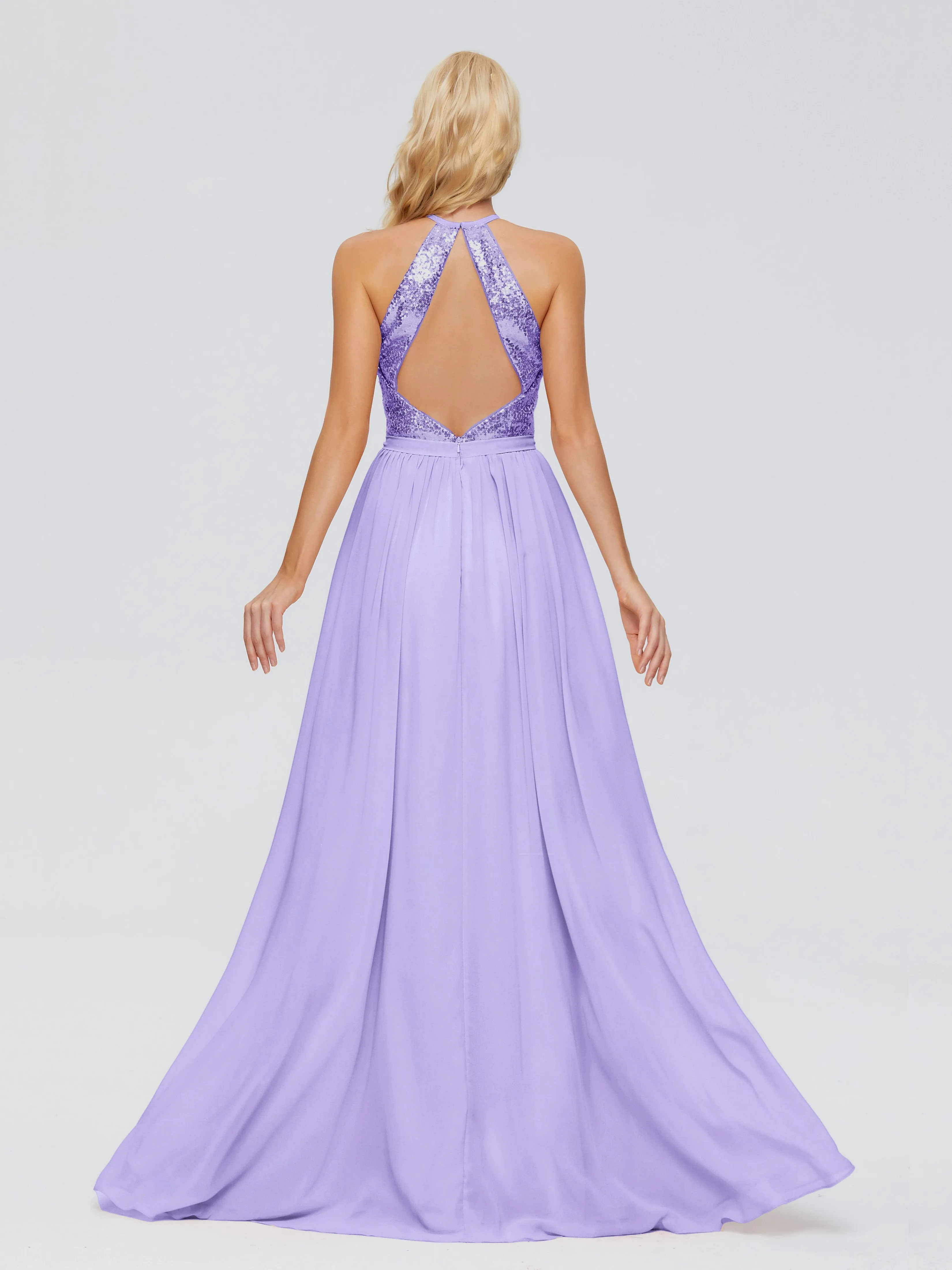 Jasmine A-line Halter Sequins Prom Dresses