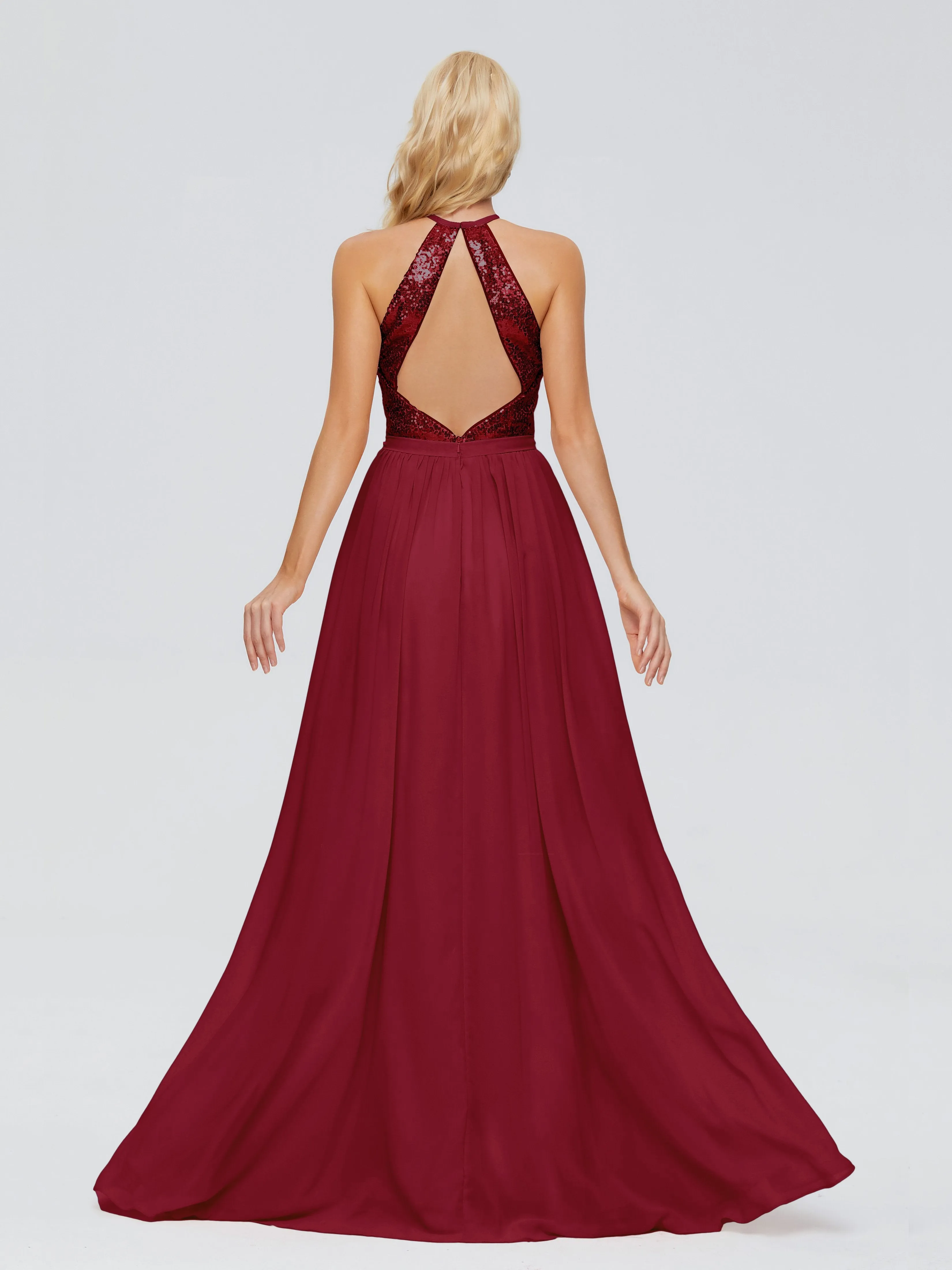 Jasmine A-line Halter Sequins Prom Dresses