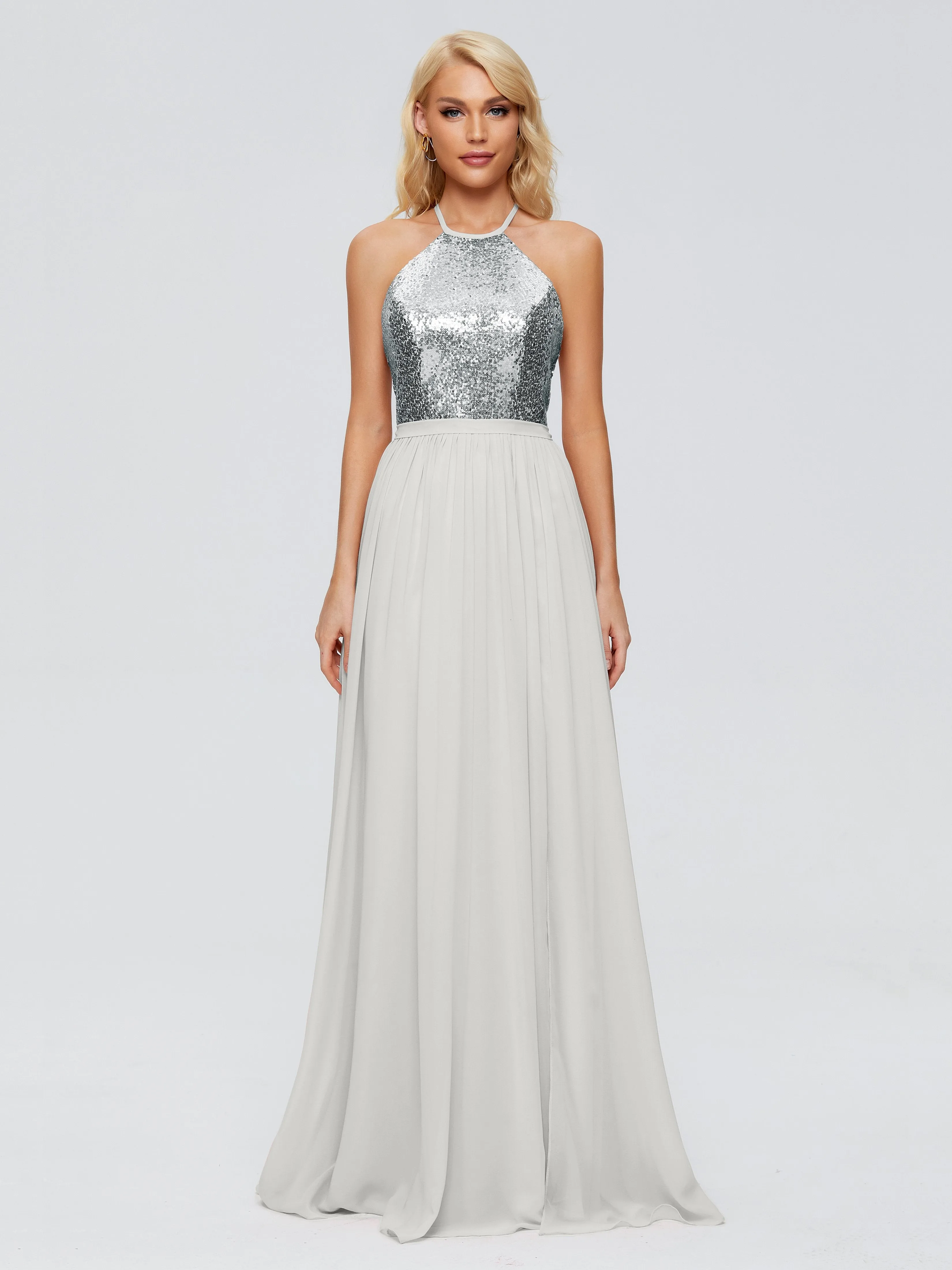 Jasmine A-line Halter Sequins Prom Dresses