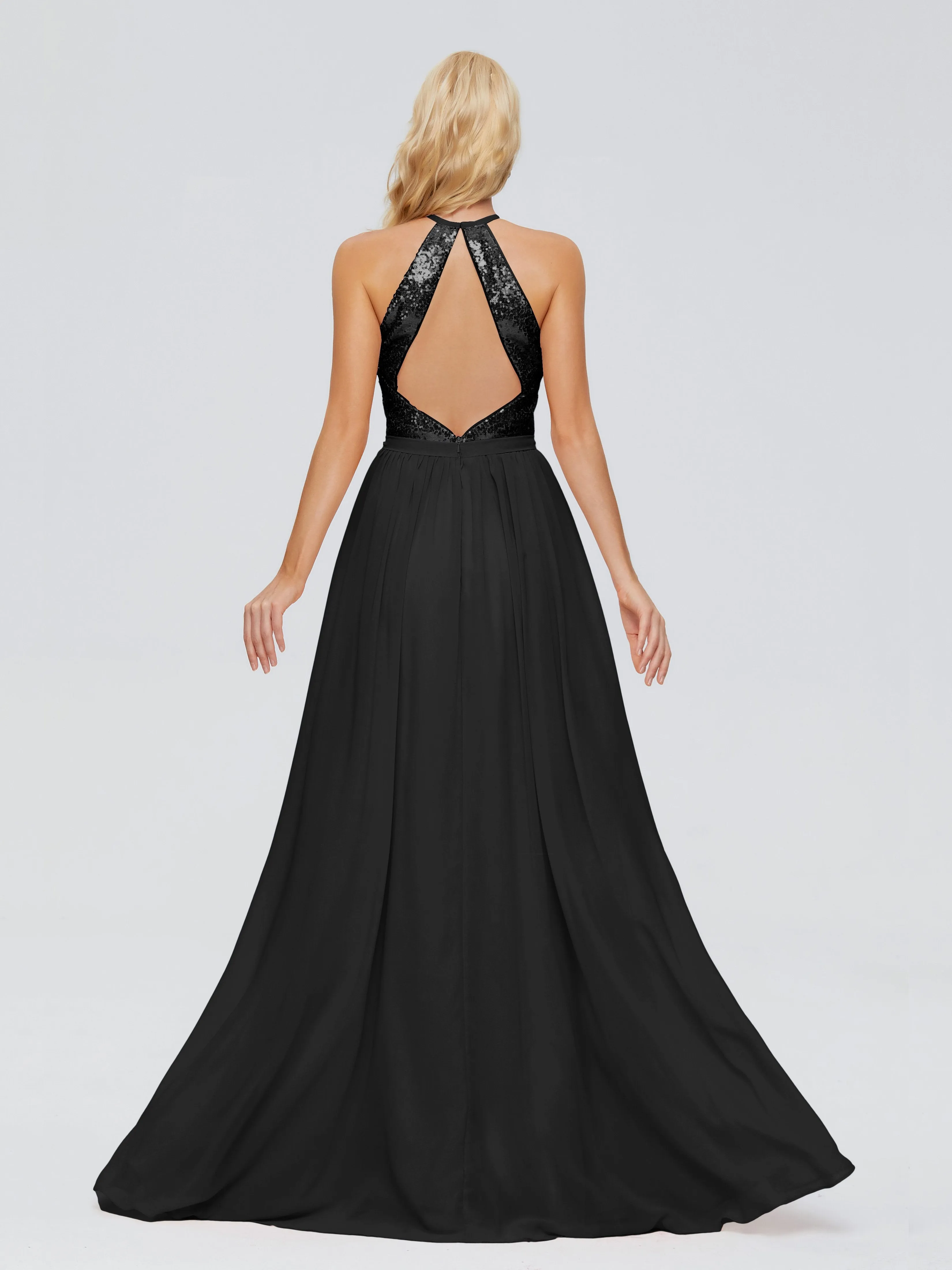 Jasmine A-line Halter Sequins Prom Dresses