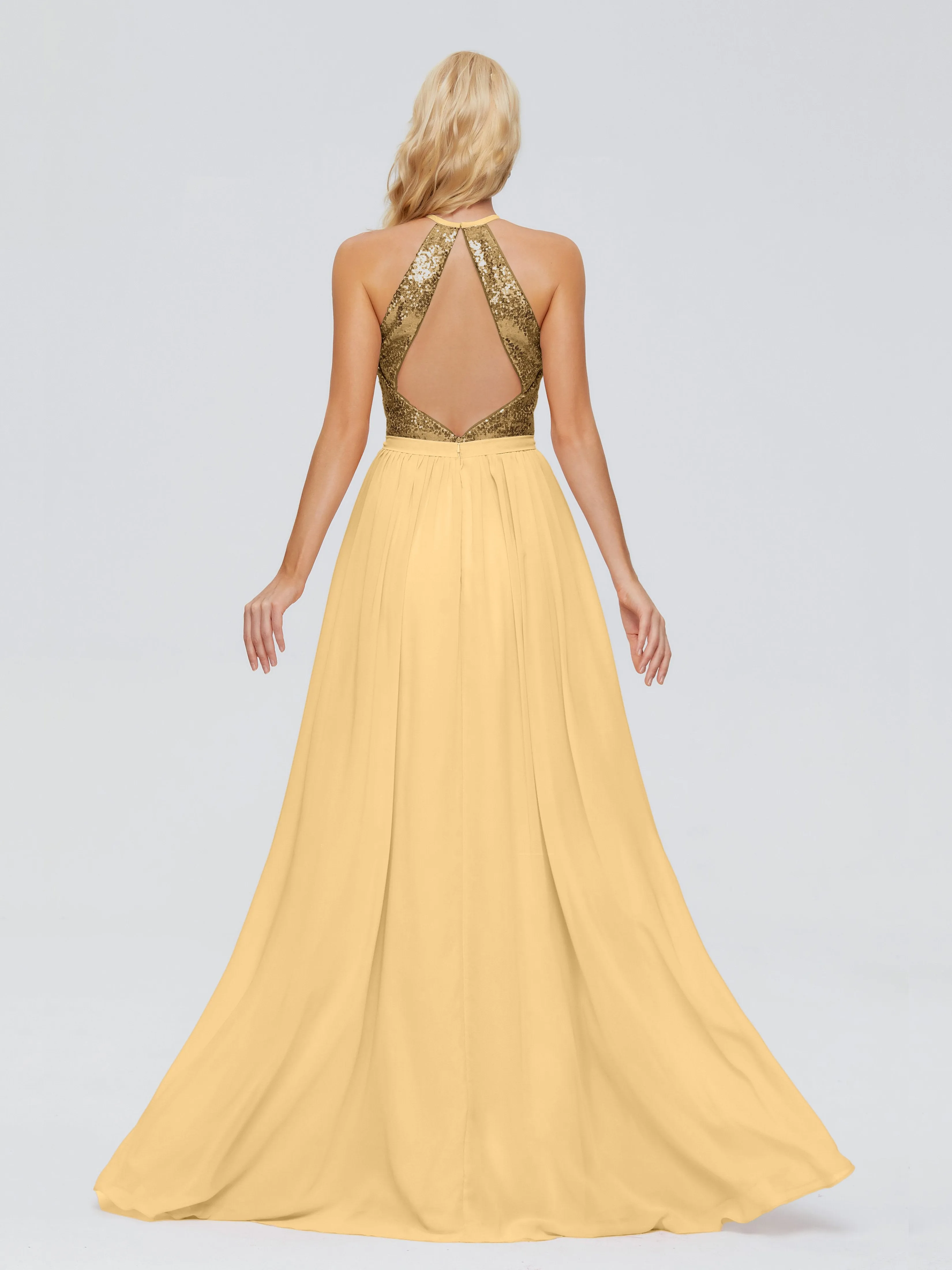 Jasmine A-line Halter Sequins Prom Dresses