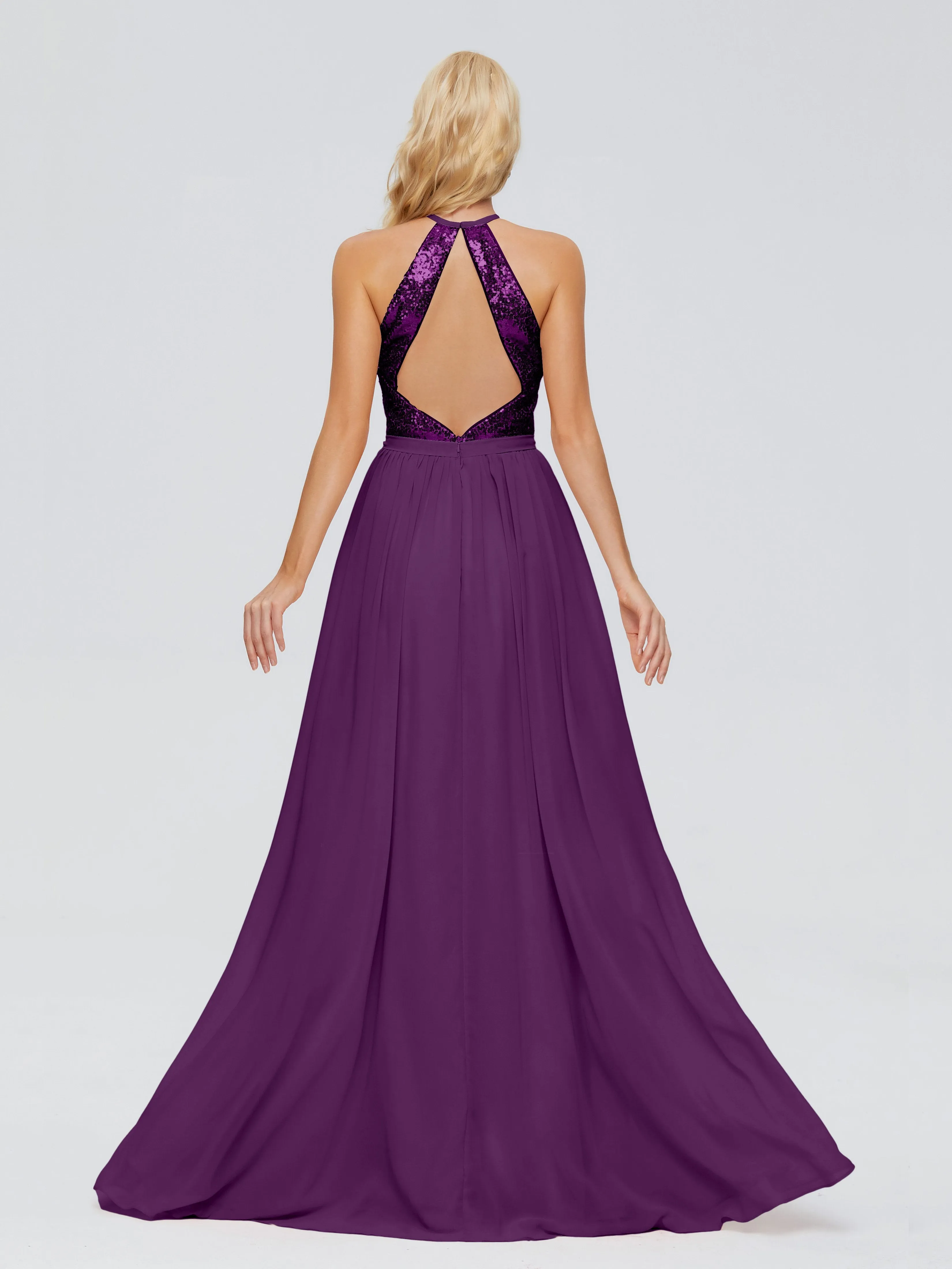 Jasmine A-line Halter Sequins Prom Dresses