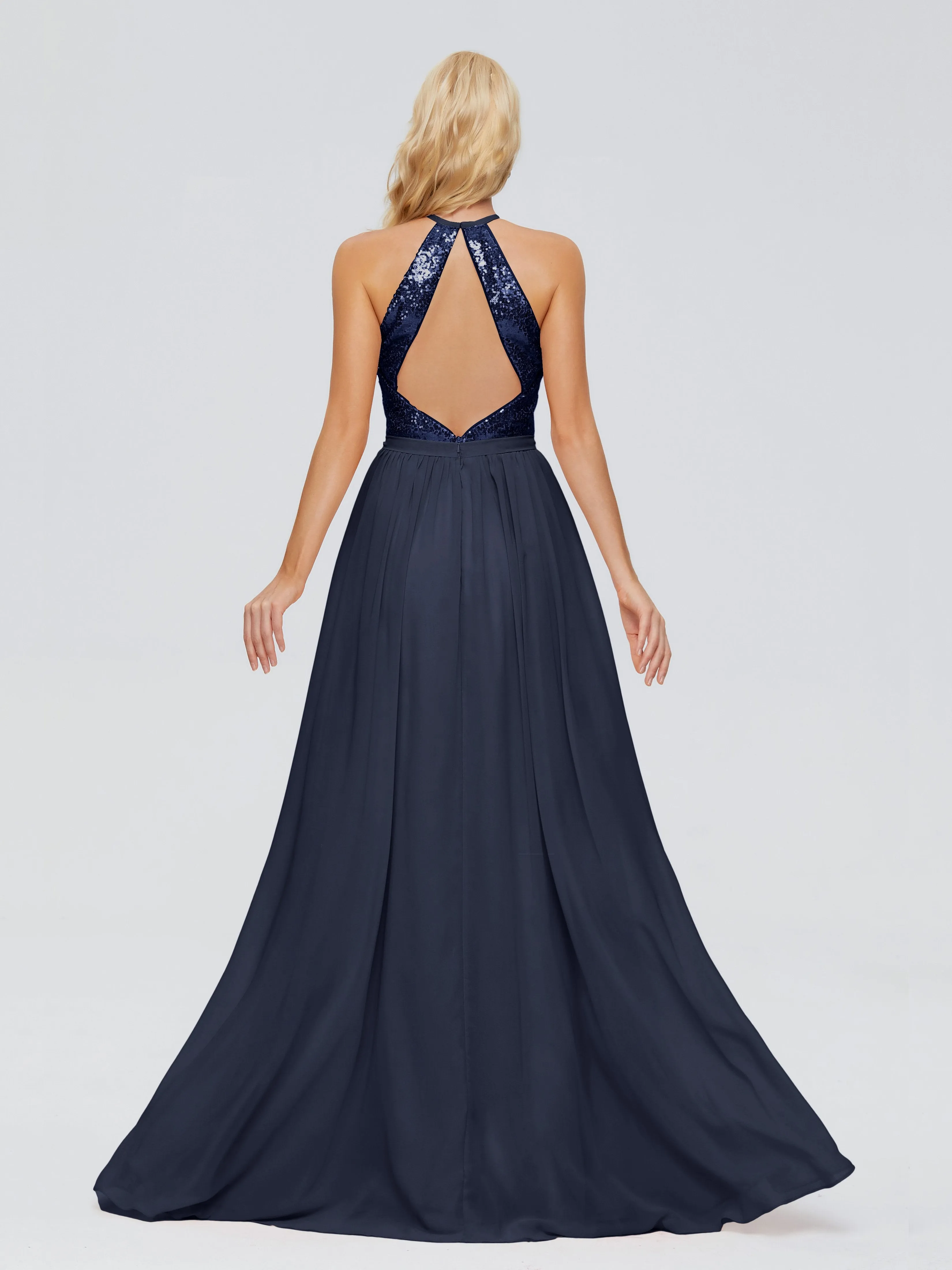 Jasmine A-line Halter Sequins Prom Dresses