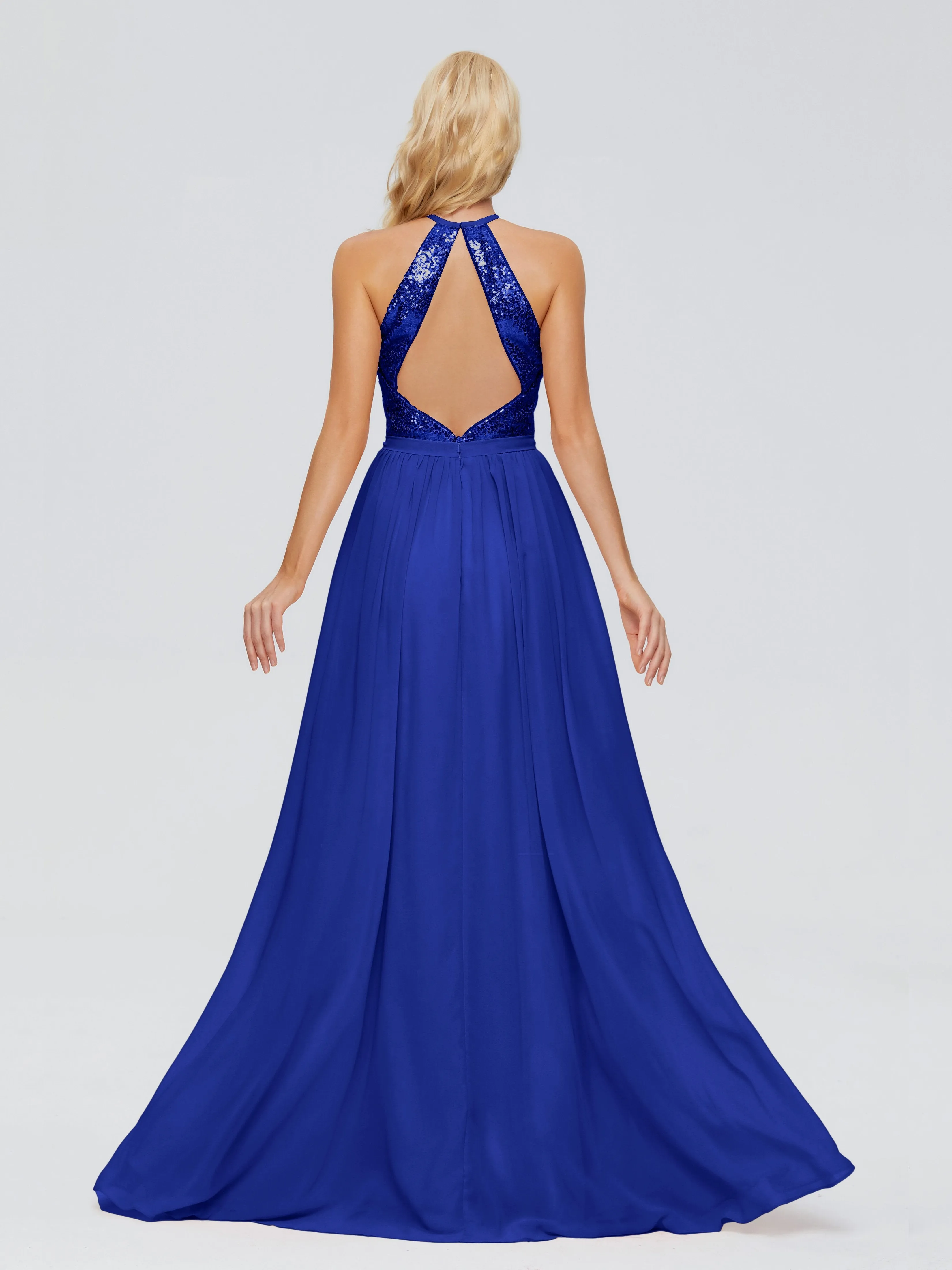 Jasmine A-line Halter Sequins Prom Dresses