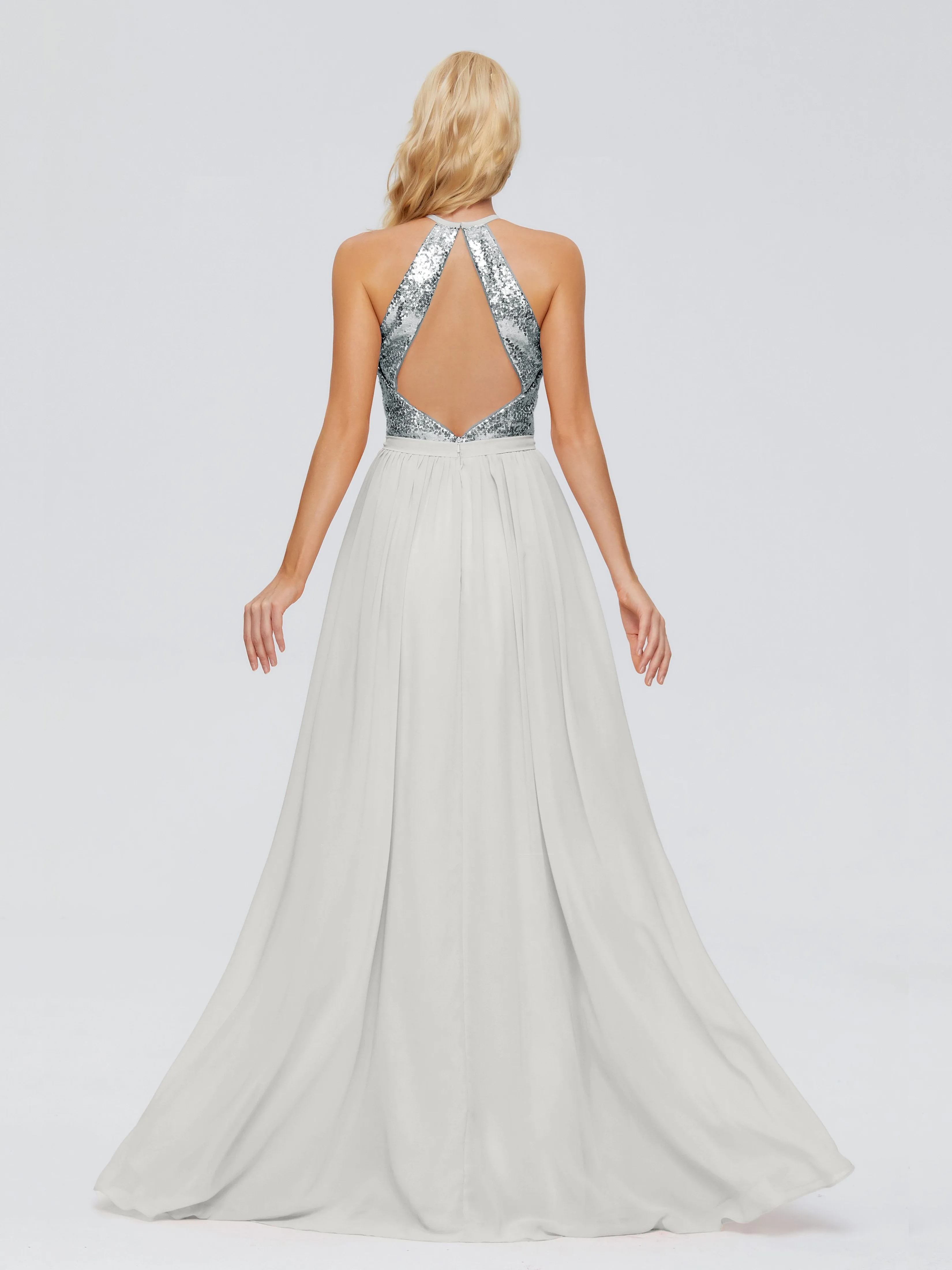 Jasmine A-line Halter Sequins Prom Dresses