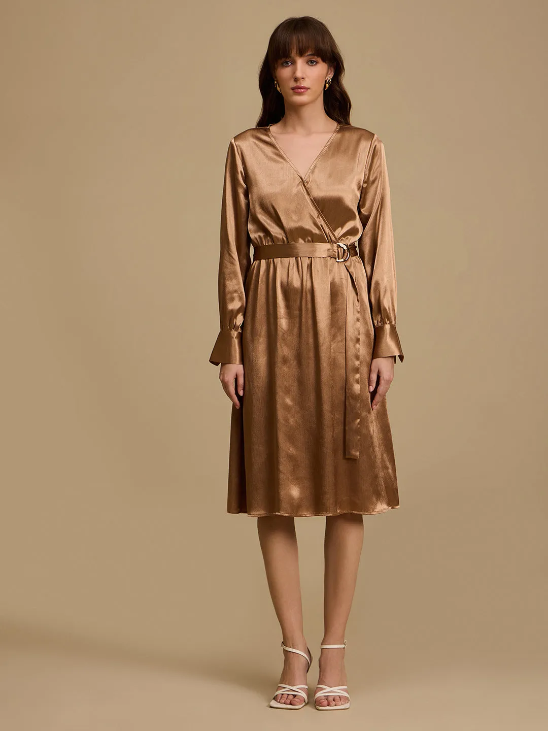 Josie Textured Midi Dress With Belt