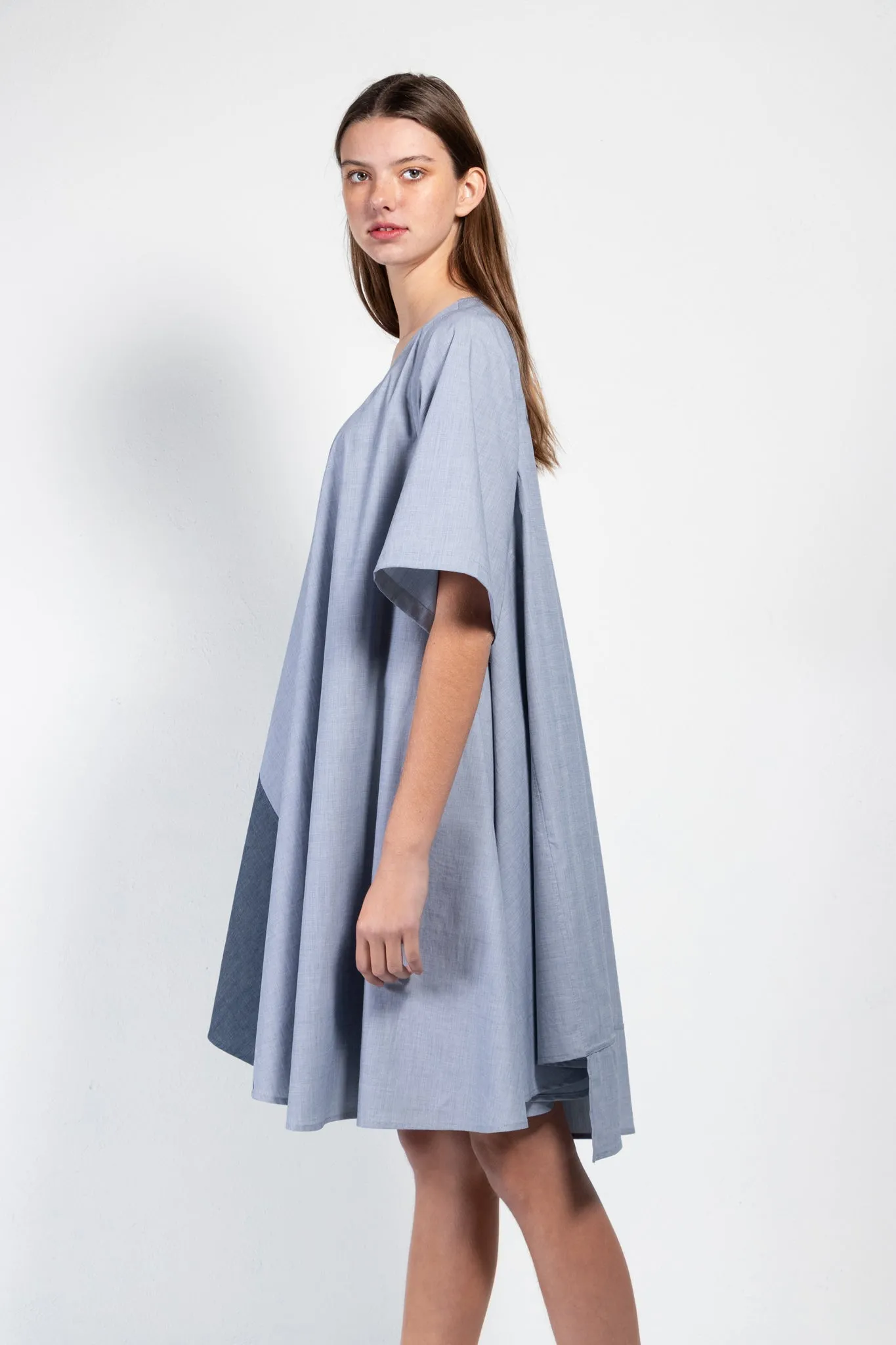 Juno Lightweight Cotton Dress With Contrasting Panel