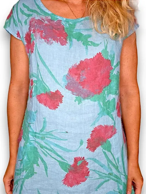 KENNEDY DRESS THISTLE IN RED LIGHT TURQUOISE