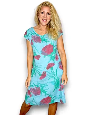 KENNEDY DRESS THISTLE IN RED LIGHT TURQUOISE