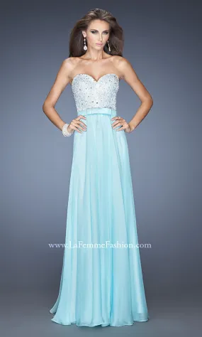 La Femme Long Strapless Beaded Dress