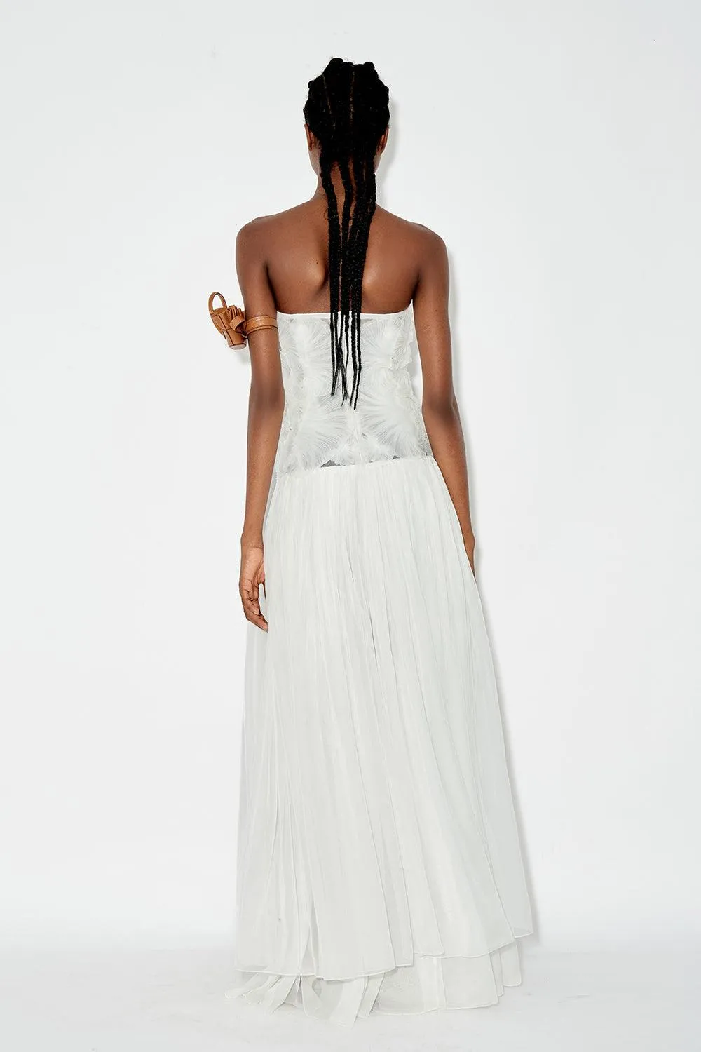 Lagerstroemia Strapless Gathered Chiffon Maxi Dress