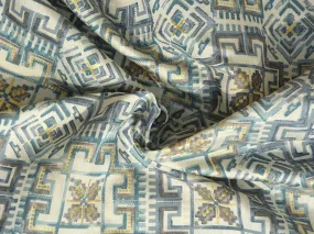Light Blue Geometric Premium Modal Chanderi Silk Fabric