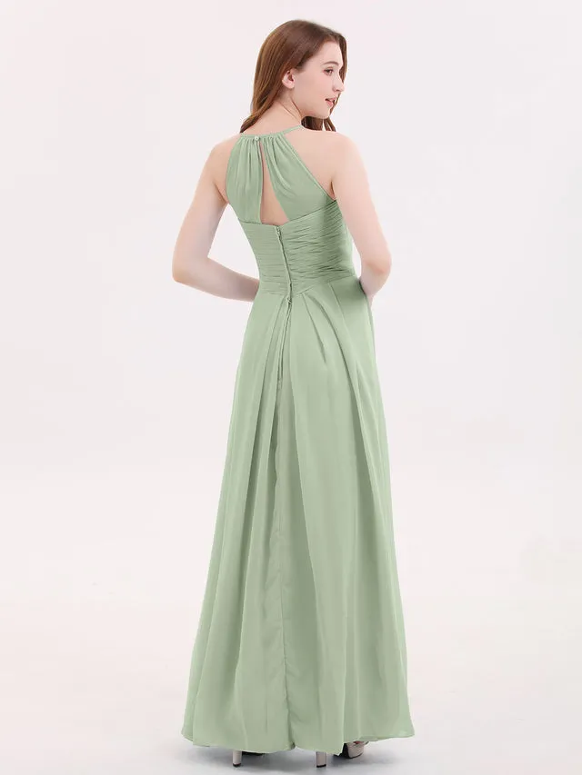 Long Chiffon Halter Bridesmaid Dresses Clearance