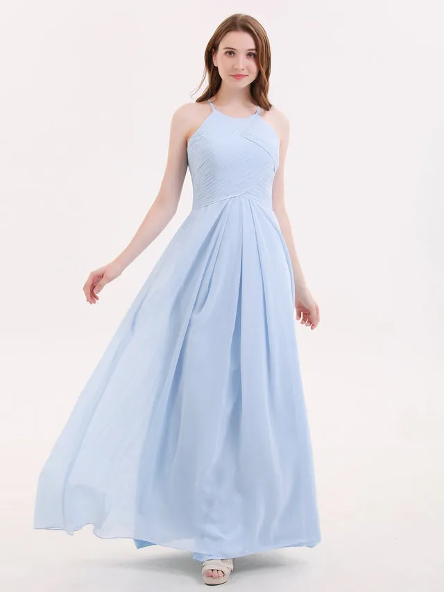 Long Chiffon Halter Bridesmaid Dresses Clearance