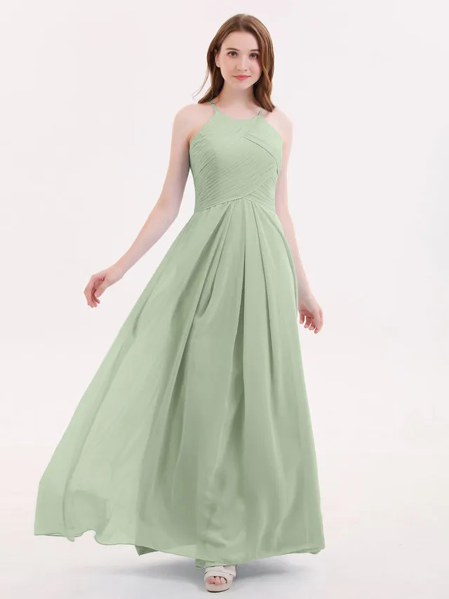 Long Chiffon Halter Bridesmaid Dresses Clearance