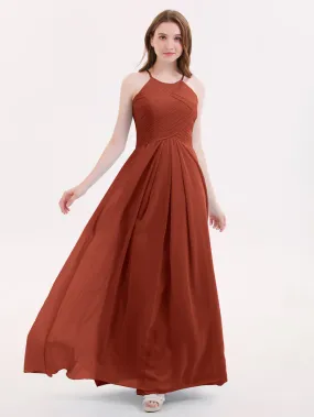 Long Chiffon Halter Bridesmaid Dresses Clearance