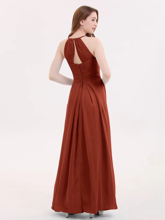 Long Chiffon Halter Bridesmaid Dresses Clearance