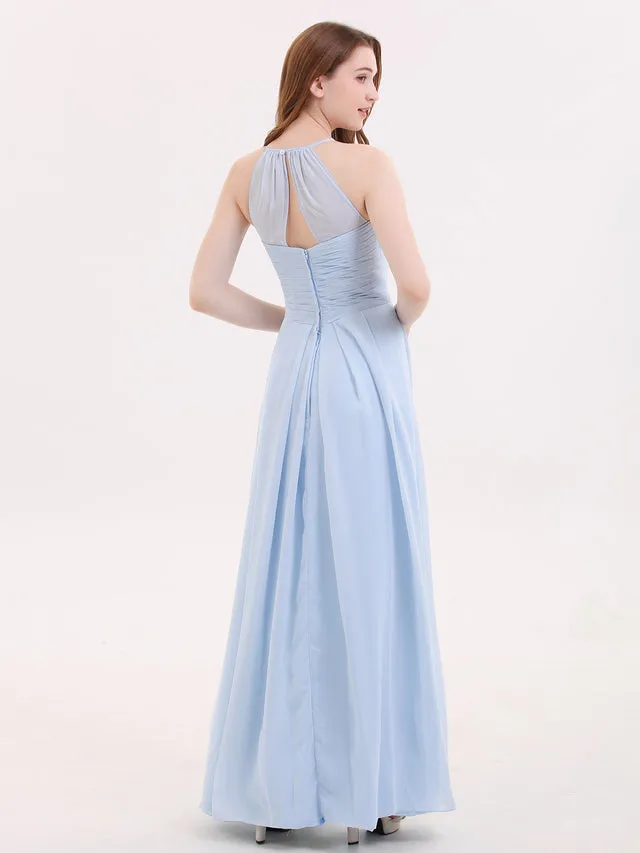 Long Chiffon Halter Bridesmaid Dresses Clearance